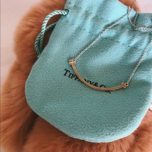 Tiffany Silver T Smile Pendant Necklace MINI Size